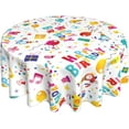 thumbnail image 1 of Happy Birthday Tablecloth Round Table Cloth Washable Rustic Table Cover for Decoration Kitchen Dining Room 60x90 Inch, 1 of 6