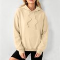 thumbnail image 5 of JULMCOMO Hoodies for Women Drop Shoulder Casual Pullover Oversized Hoodie Drawstring Hooded Baggy Sweatshirt with Kangaroo Pocket Beige XL, 5 of 5