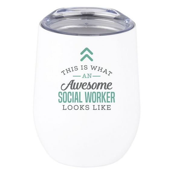Koyal Wholesale Funny This Is What An Awesome Social Worker Looks Like Wine Tumbler with Lid Stainless Steel Insulated