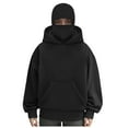 thumbnail image 3 of TTUHYWXI Balaclava Ninja Zipper Hoodie With Built In Balaclava,Double Hooded Jacket Hoodie With Mask,Winter Hoodies (Black, L), 3 of 5