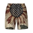 thumbnail image 4 of Lsque Mens Swim Trunks USA Sunflower Flag Pattern - Bathing Suit Compression Liner - Beach Swim Shorts Swimwear - (S-3XL) - Stretch Quick Dry -3X-Large, 4 of 9