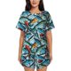 thumbnail image 1 of Balery Colorful Fishing Baits Conjunto de Pijama para Mujer con Estampado, Dos Piezas de Manga Corta y Shorts, Ropa de Dormir Suave con Cuello Redondo y Bolsillos-Large, 1 of 6