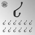 thumbnail image 2 of Renovators Supply Black Wrought Iron Robe and Coat Double Hooks 5" L Rustic Entry Way Hat or Jacket Hanger Wall Mount Rust Resistant Bathroom Towel Hooks w/Hardware Pack of 12, 2 of 4