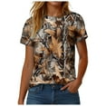 thumbnail image 5 of vigerkar Women's Camo Print Round Neck T Shirts Short Sleeve Tee Shirts | Camo Print, Fitted, Casual Tee Shirts (Khaki, L), 5 of 7