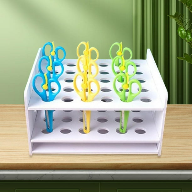 Estante para tijeras, soporte para bolígrafo, herramienta de dibujo, manualidades, marcadores portátiles de madera, organizador de pinceles, soporte 35 ranuras
