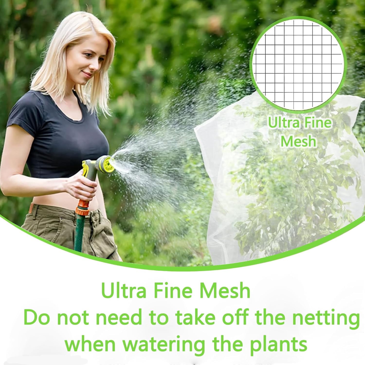 Garden Plant Mesh Netting：2Pcs Fruit Protection Bags with Drawstring and Zipper，5.9Ft*7.2Ft Garden Netting for Raised Beds, Plant Protection,Gardening Supplies