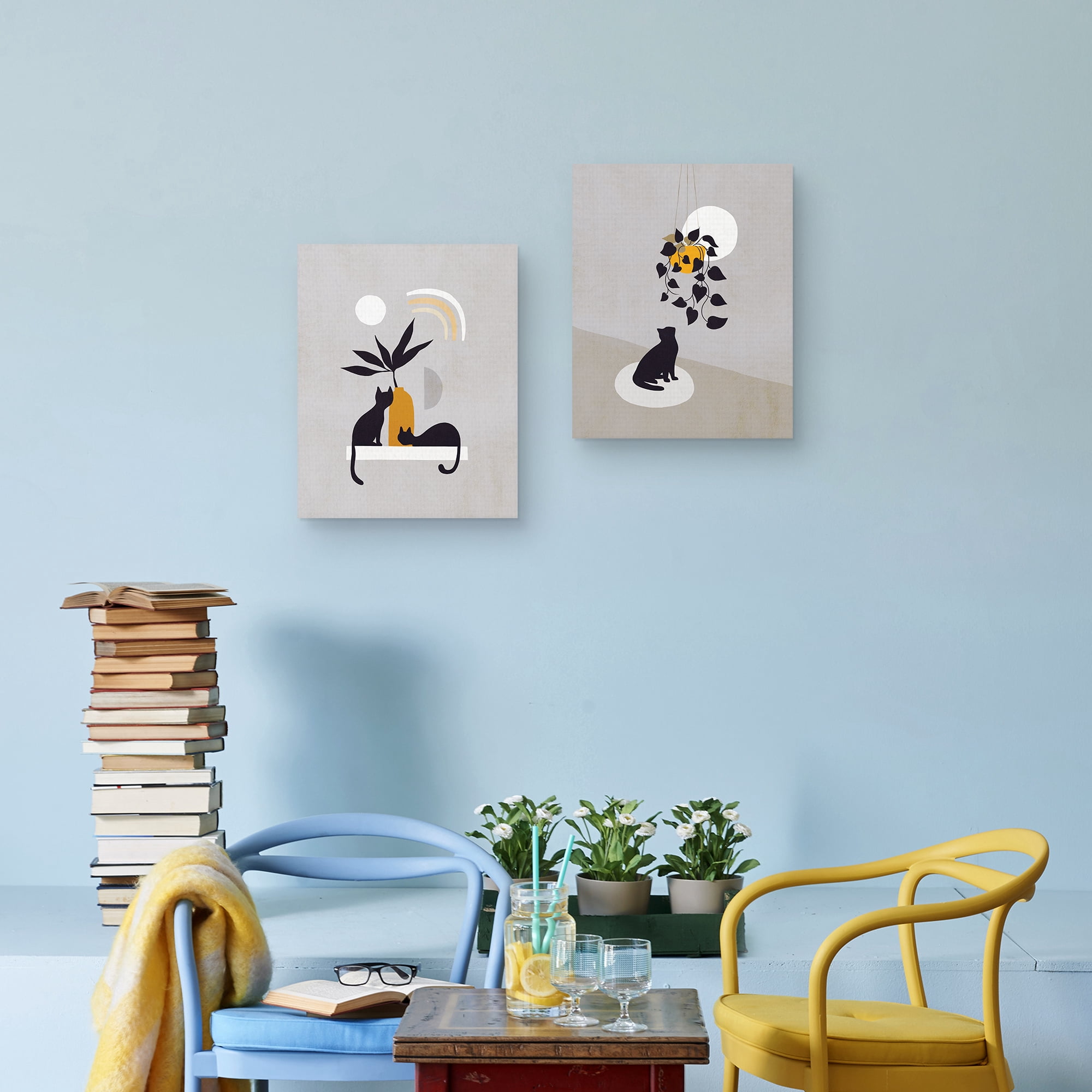 Cats and Nature 1 & 3 by Dominique Vari Canvas Art Print