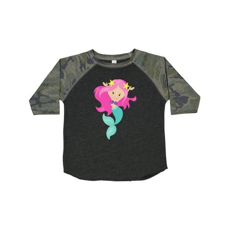

Inktastic Cute Mermaid Little Mermaid Starfish Pink Hair Gift Toddler Toddler Girl T-Shirt