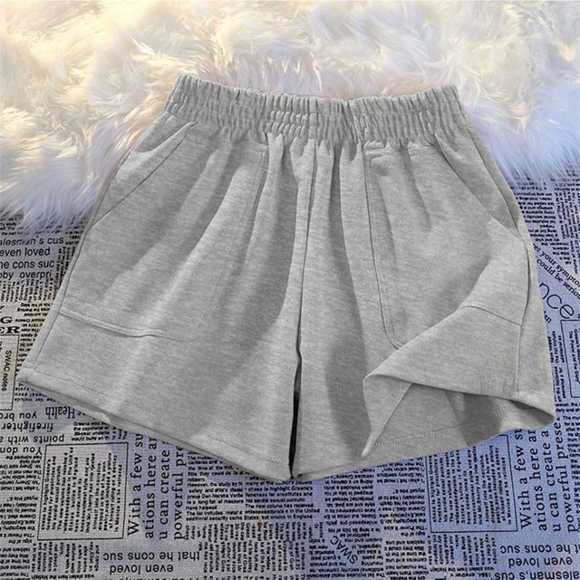 Pantalones cortos con bolsillos para dormir para mujer, ropa de dormir de estilo coreano, con cintura elástica, color liso, para habitación, verano, 2023