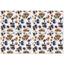 Pioneer Flower Floral Print Pattern Summer Placemats Table Placemats Set Of 4-Linen Kitchen Washable Placemats Table Mats 12x18 Inch Non-Slip Heat Resistant