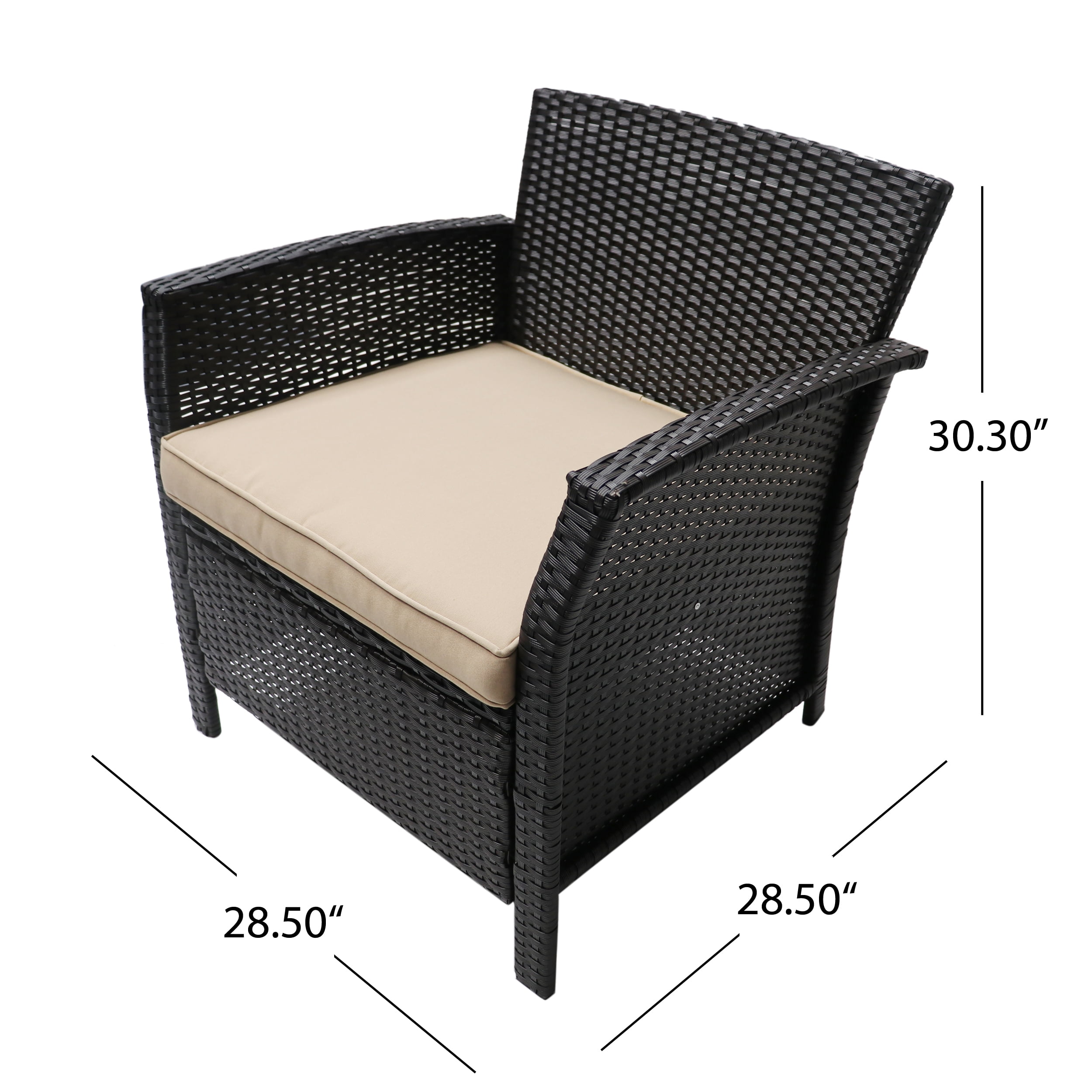 Noble House Anton Handcrafted Wicker Club Chairs with Cushions, Brown/Tan (Set of 2)