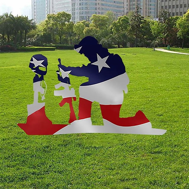 Flag Veteran Independence Day Decorative Metal Ornaments Crafts for Card Slot Displays