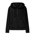 thumbnail image 5 of Oksale Long Sleeve Shirts for Women with Hood Loose Fit Textured Hoodies with Pockets Button Tops for Going Out Black 2XL, 5 of 7