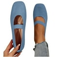 thumbnail image 4 of HaiMao Wide Toe Box Flats Women Comfort Slip On Ballet Shoes Mary Jane Dressy Knit Flats with Straps Washable Casual office Light Blue 6.5(38), 4 of 4