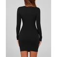 thumbnail image 4 of BTFBM Womens Spring Fashion Long Sleeve Boat Neck Mini Dress Slim Fit Party Club Short Tight Basic Bodycon Dresses, 4 of 9