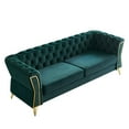 thumbnail image 4 of Luxurious 87.4" Tufted Velvet Sofa in Rich Green - Modern Living Room Couch with Gold Metal Accents, High-Density Foam, and Flared Arms - Elegant & Comfortable 3-Seater for Ultimate Relaxation, 4 of 12