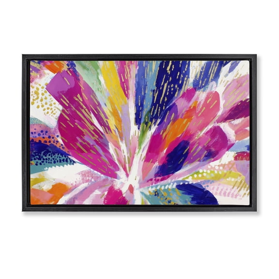 Stupell Industries Modern Flower Burst in Vibrant Tones Black Floating Frame Canvas Art, 25 x 17, by Chromatic Storm Studio
