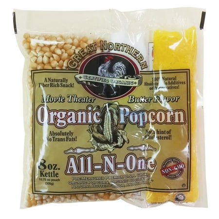 Certified Organic 8 Oz Movie Theater Great Northern Popcorn Portion Packs