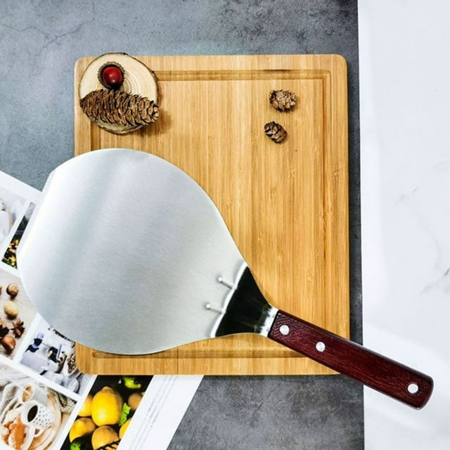 Stainless Steel Pizza Spatula Paddle Cake Lifter Cookies Baking Tray Kitchen Utensil with Wooden Handle
