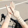 thumbnail image 2 of Ticikt Women MidâLength Sun Protection Gloves, Breathable Thin Nonâ Gloves for Driving Cycling,Beige, 2 of 4