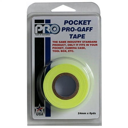 - PocketPro Gaff Fluorescent Yellow Gaffers Tape 1 inch x 6 yard Roll on 1 inch core