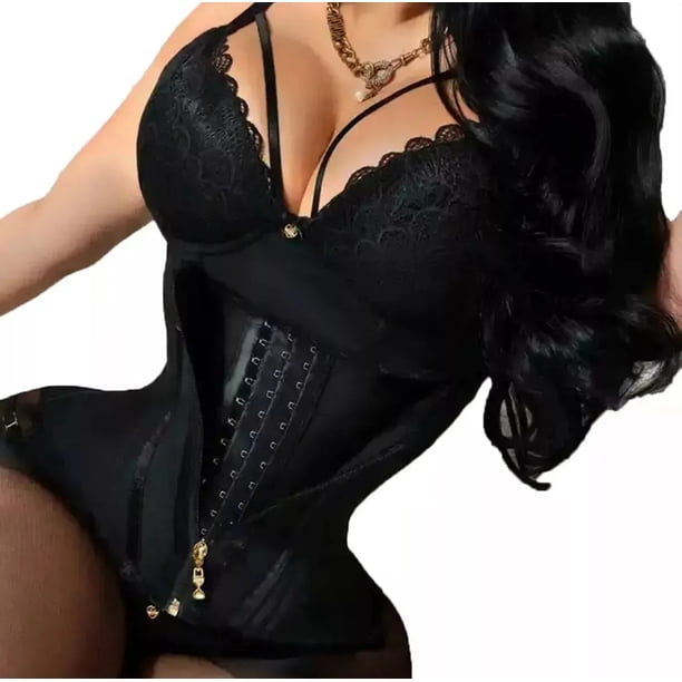 Faja Colombiana Doble Cierre Reloj De Arena Cinturilla Látex Modelo Negro Talla XL