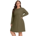 thumbnail image 4 of Cueply Women's Plus Size Ribbed Knit Dress Long Sleeve Crew Neck Empire Waist Casual A-Line Dress with Pockets, 4 of 8