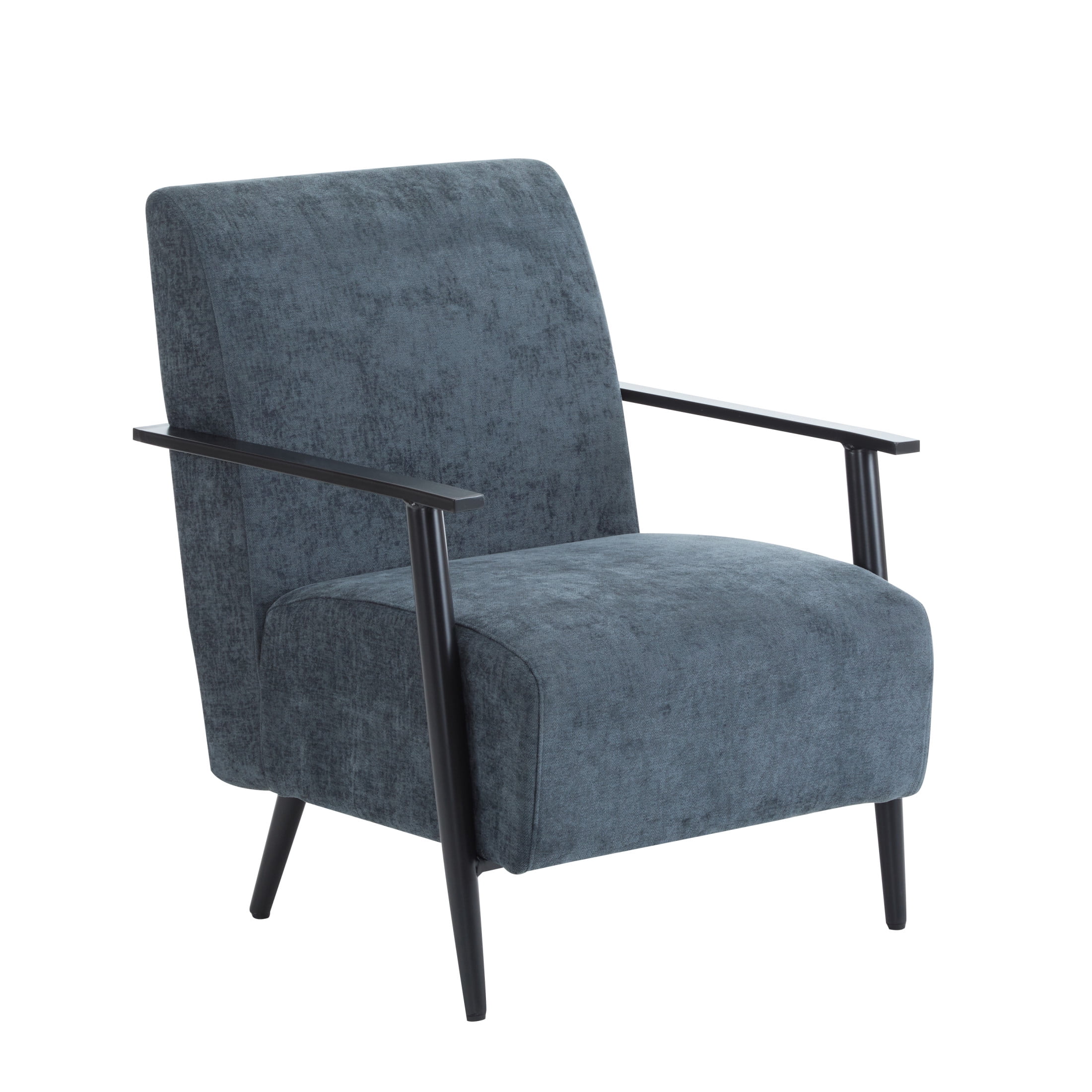 Briar Modern Blue Gray Upholstered Lounge Chair with Metal Frame