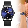 thumbnail image 4 of HUASHENG Fashionable Men's Mesh Watch Thin Calendar Men's Student Watch, 4 of 8