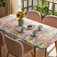 thumbnail image 3 of Pink Flowers Table Cloths for 4 Foot Rectangle Tables, Spring Floral Daisy Vintage Pastoral Botanical Patio Waterproof Elastic Fitted Tablecloths, Washable Rectangular Table Cover for Camping, 3 of 8