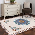 thumbnail image 5 of Vintage Blue Floral Washable Area Rug 4 x 6 ft Country Retro Exotic Geometric Abstract Flower , Soft Non Slip Rugs Stain Repellent Indoor Felt Carpet for Living Dining Room Bedroom Home Office, 5 of 9
