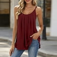 thumbnail image 2 of Kukoosong Women's Pleated Front Tank Tops, Adjustable Spaghetti Strap Flowy Camisole, Scoop Neck Loose Sleeveless Shirts for Summer Casual Layering, 2 of 6