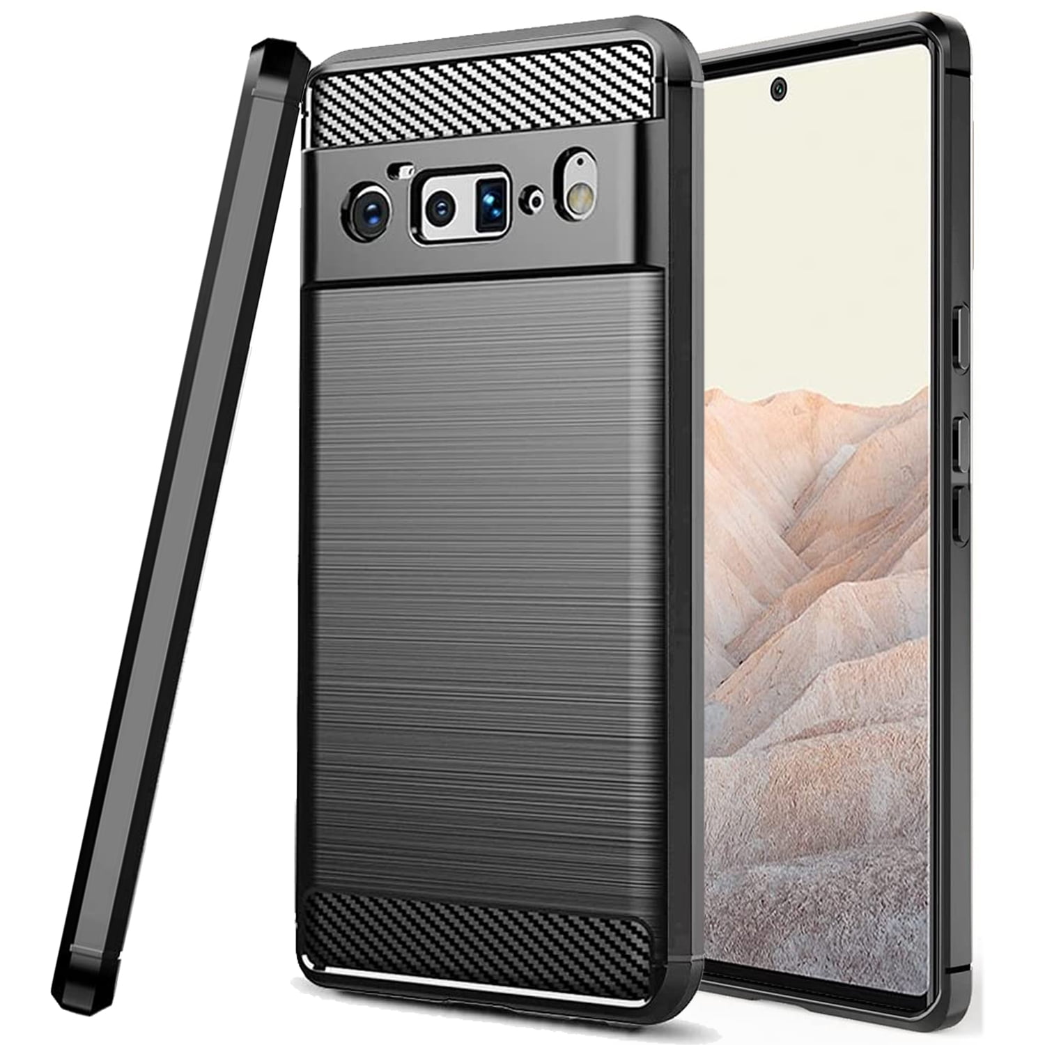 CoverON for Google Pixel 6 Pro Phone Case, Slim Lightweight Flexible TPU Minimal Cover Carbon Fiber, Black