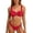 Watermelon Red, variant on Women’S Ruched Wide Strap Bikini Set, Metal Buckle Accent High Cut Two-Piece Swimsuit, Stretchy Quick-Dry Nylon Fabric, 2pcs, Sizes XS S M L XL