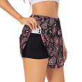 thumbnail image 3 of Running Shorts for Women, Paisley Red Black Workout Athletic Shorts with Pockets, Lounge Yoga Shorts Women, 3 of 7