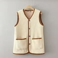 thumbnail image 4 of Women's Vest Outerwear Sleeveless Lightweight Zip Jackets Warm Soft Vests with Zipper/Botton Pockets Jackets for 2025 Trendy,Color:Beige,Size:3XL, 4 of 6