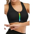thumbnail image 5 of YouLoveIt Women's Sports Bra Zip Bra Zipper Front Wirefree Removable Pads Yoga Bra Zip Sports Bra Yoga Workout Running Bra Women's Zip Front Sport Bra, 5 of 8