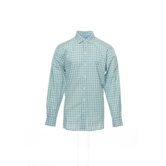 Light Weight Poplin by Izod Blue Plaid Button Down Shirt Sport , Size Small