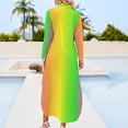 thumbnail image 5 of 2024 Gradient Casual Dress Pride Month Street Style Dresses Long Sleeve Trendy Womens V Neck Graphic Big Size Chiffon Dress, 5 of 7
