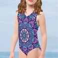 thumbnail image 4 of FOR U DESIGNS Boho Mandala Flower Girls Swimming One-Piece Swimsuit Size 13-14 Years Fashion Gymnastics Dancewear for Kids Comfy Athletic Bathing Suit, 4 of 8
