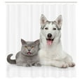 thumbnail image 3 of Ambesonne Cat Shower Curtain, Animals Pets Dogs Digital, 69"Wx75"L, White and Grey, 3 of 5