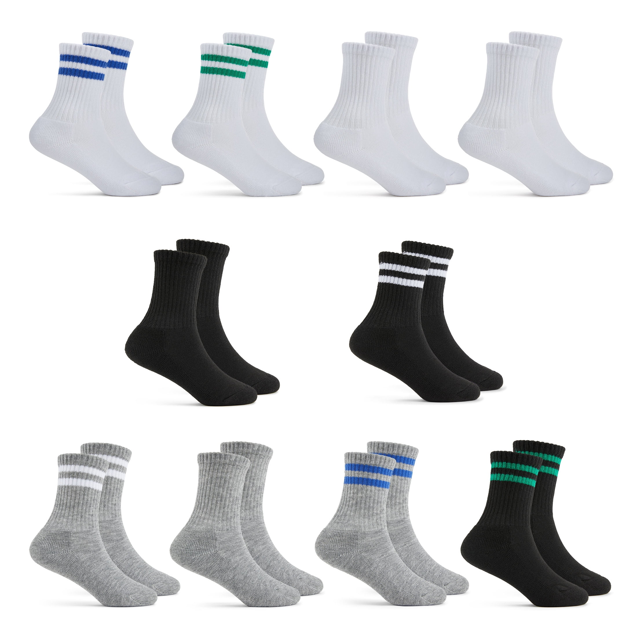 Fruit of the Loom All Day Comfort Boys Crew Socks, Sizes 4.5-9, 10-Pack