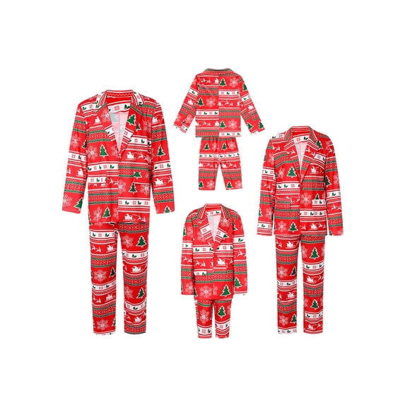 Inevnen Christmas Family Matching Outfits Long Sleeve Blazer and Trousers Adult Kids Matching Suit