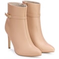 thumbnail image 3 of DARING DIVA Women's Stylish Buckle Strap Stiletto Heels Ankle Boots Nude US 8, 3 of 7