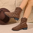 thumbnail image 6 of Women's Casual Chunky Heel Short Boots, Suede Leopard Print Fashion Design with Breathable Lining, Trendy Booties for Daily Party Gift, 6 of 7