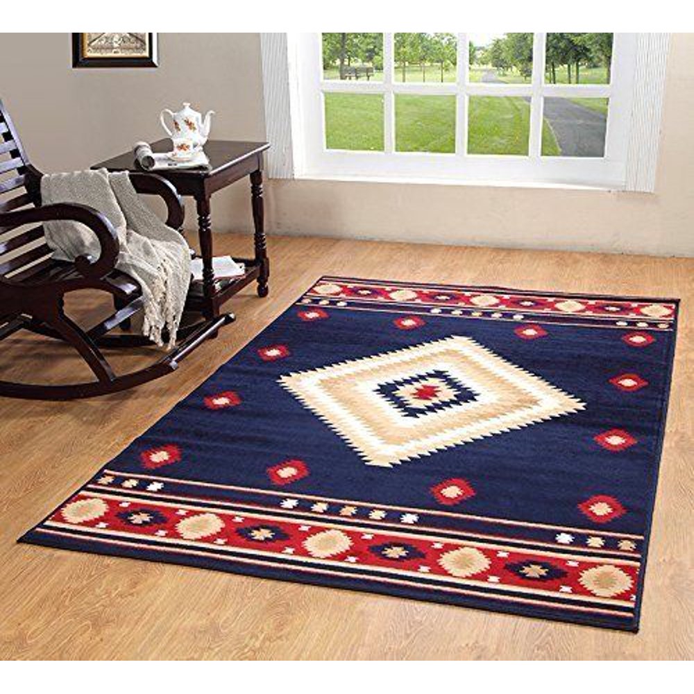 Southwest Southwestern Modern Rustic Lodge Area Rug, Blue, 3'6"x5'6