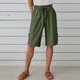 thumbnail image 2 of Pantalones de la Cintura Elástica de las Mujeres Medio Pantalones Cortos Botones de la Cintura Elástica de Verano Lino Bolsillos Pantalones, Lino de Algodón, 2 of 7