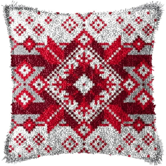 ShowNiceArt Latch Hook Kits for DIY Throw Pillow Cover,Flower Pattern Needlework Cushion Cover Hand Craft Crochet 17x17inch