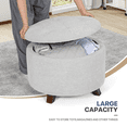 thumbnail image 5 of MoNiBloom Storage Ottoman with Padded Seat, Modern Cotton-linen Footrest, Round Seat Stool, Light Gray, 5 of 8