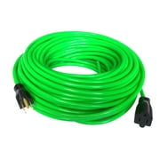 (2 pack) Hyper Tough 16AWGX3C 100ft Indoor and Outdoor Light Duty High Visibility Green Vinyl Extension Cord